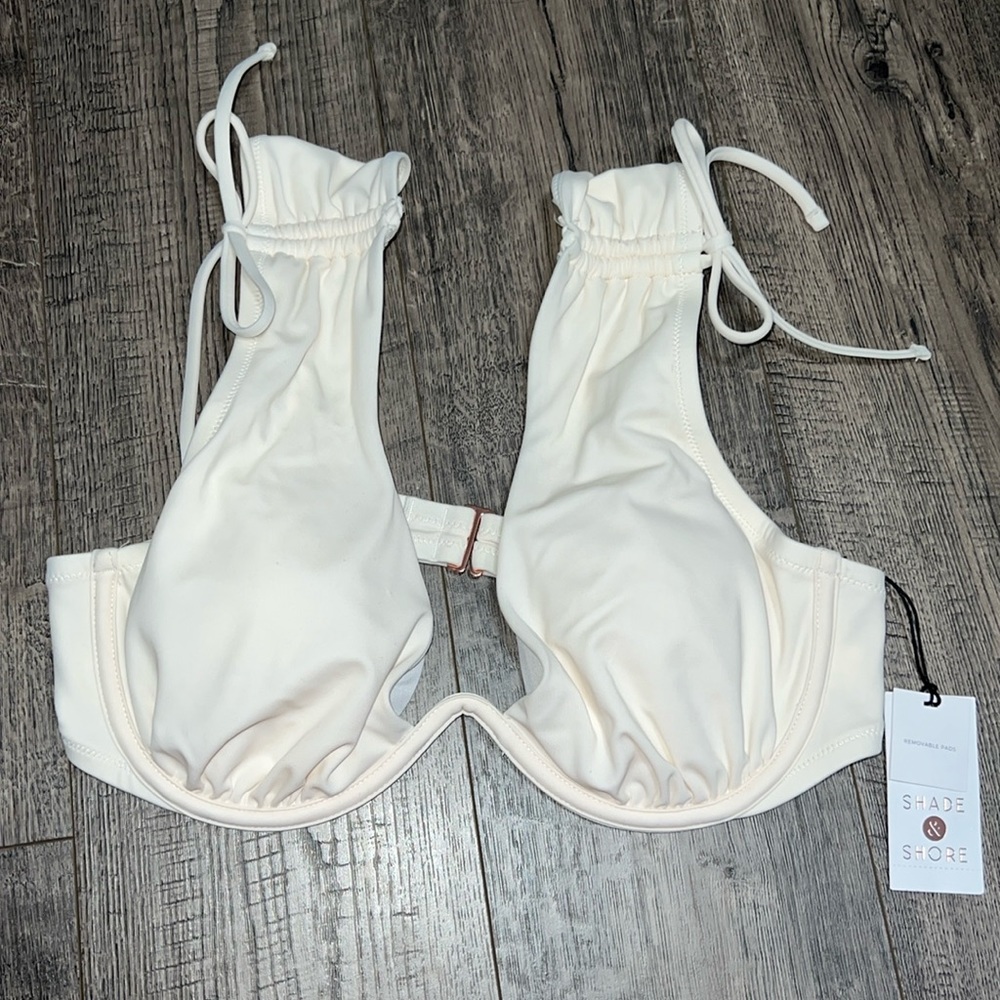 NWT Shade & Shore underwire tunneled shoulder tie bikini top- Off-white size 36C